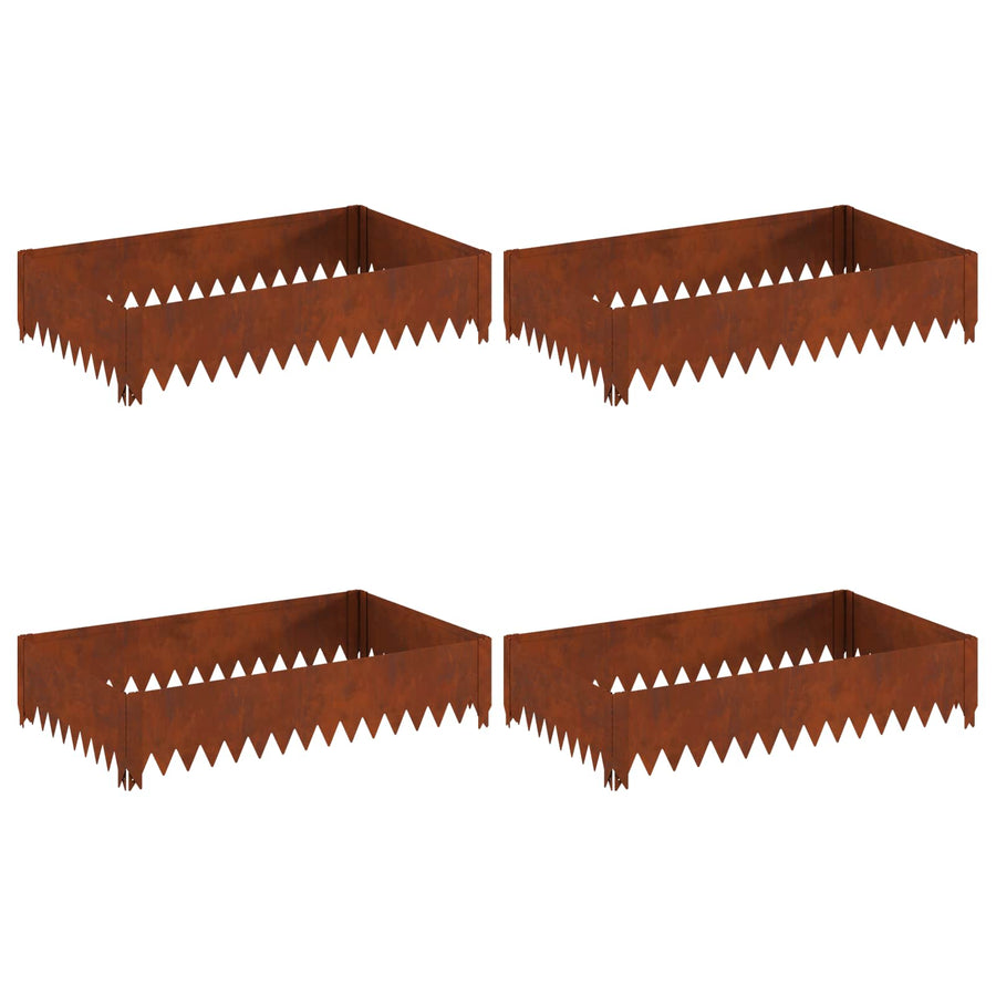 Gazonrand 4 pcs 100 x 60 x 20 cm Staal Roestig
