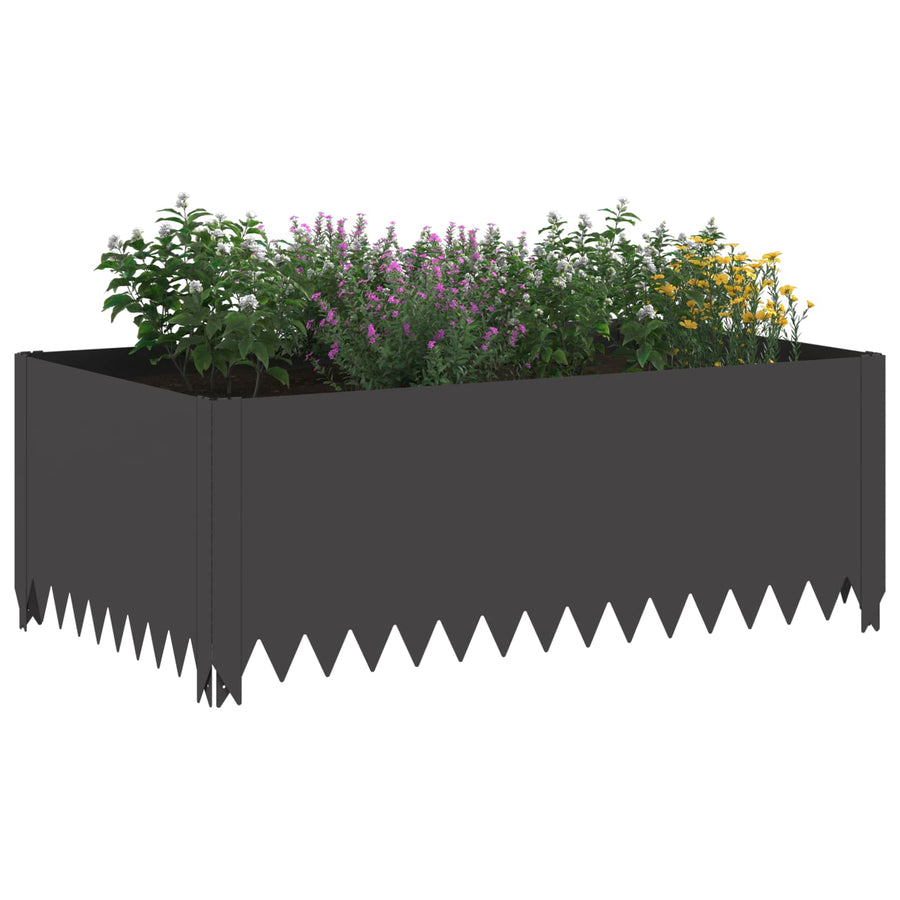 Gazonrand 4 st 100 x 60 x 35 cm Staal Zwart