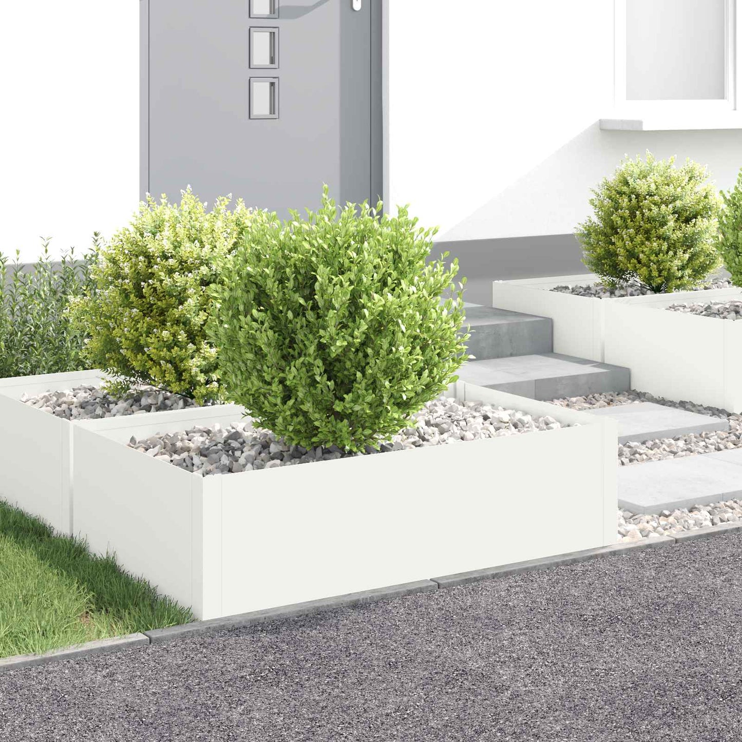Gazonrand 4 st 100 x 60 x 35 cm Staal Wit