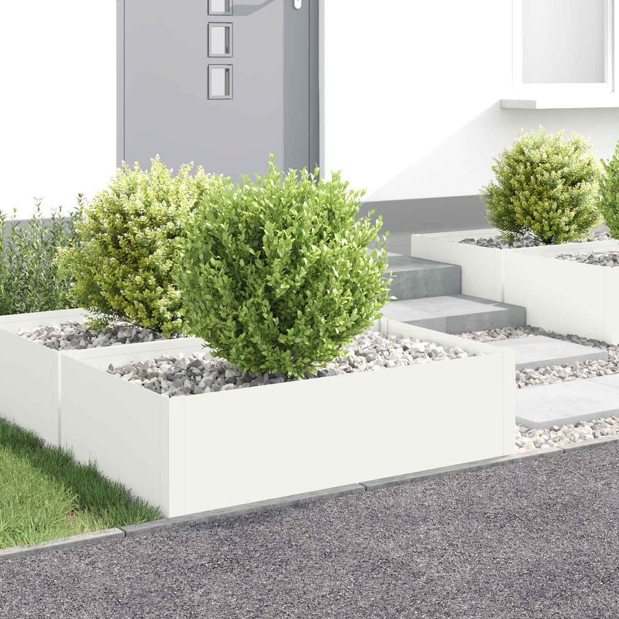 Gazonrand 4 st 100 x 60 x 35 cm Staal Wit