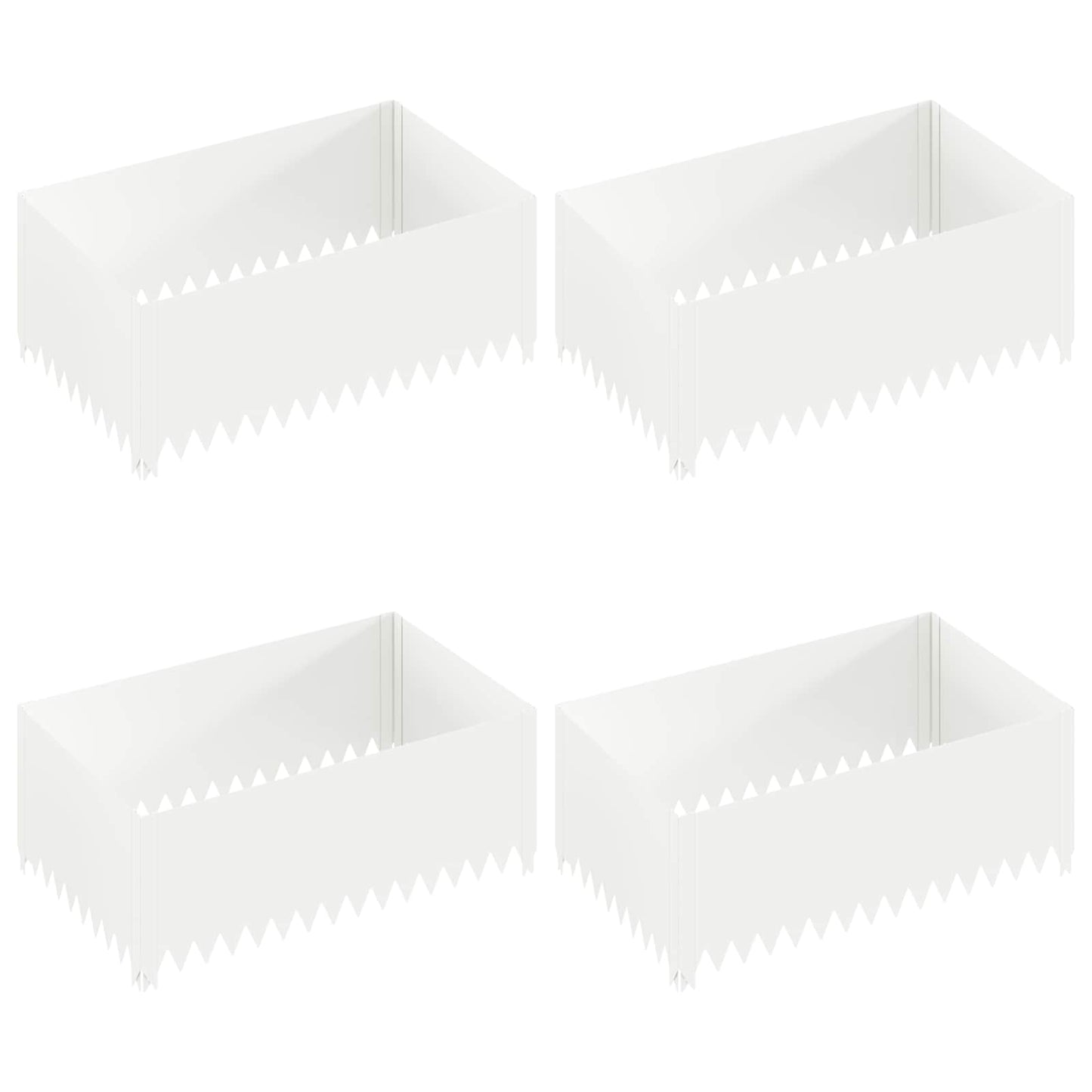 Gazonrand 4 st 100 x 60 x 35 cm Staal Wit