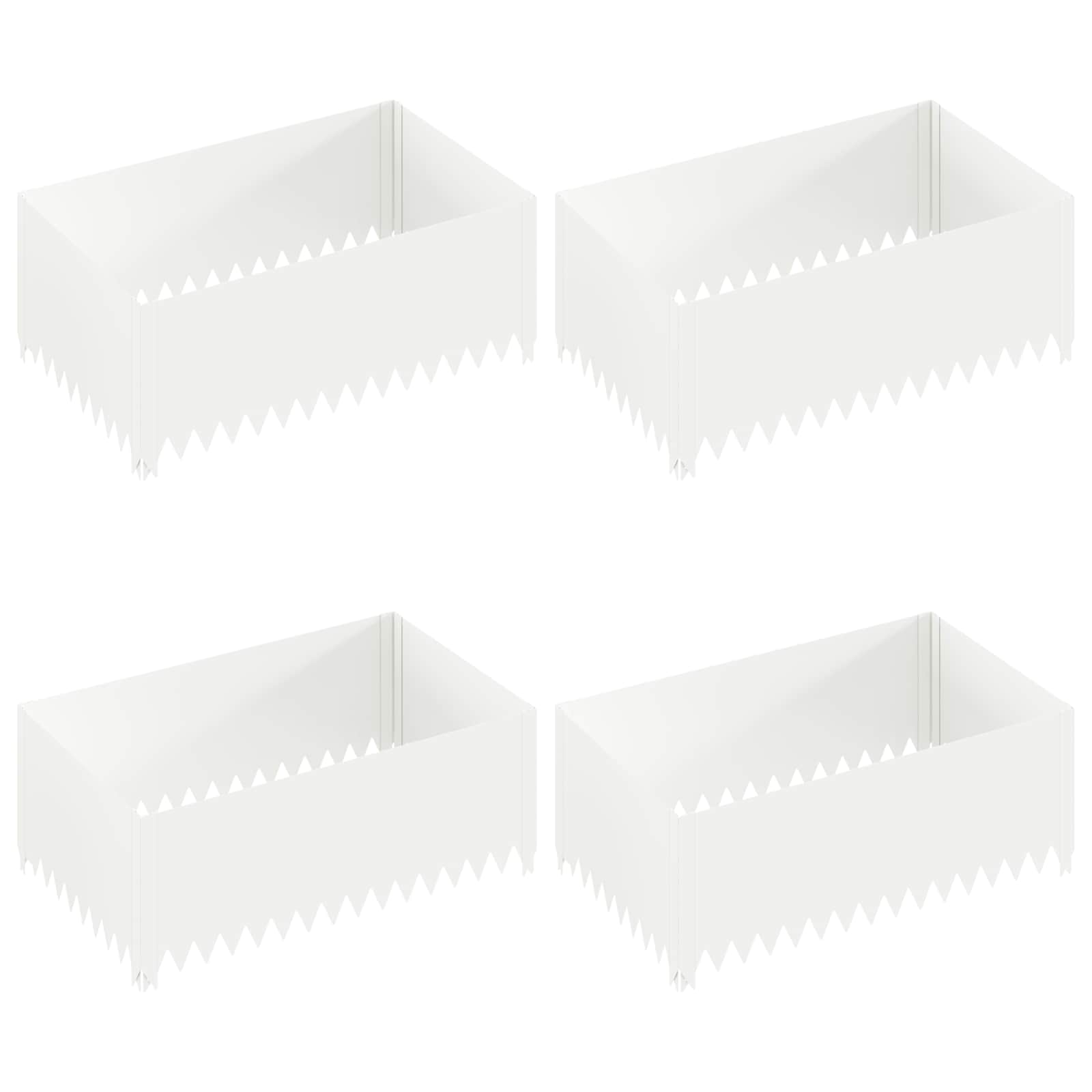 Gazonrand 4 st 100 x 60 x 35 cm Staal Wit