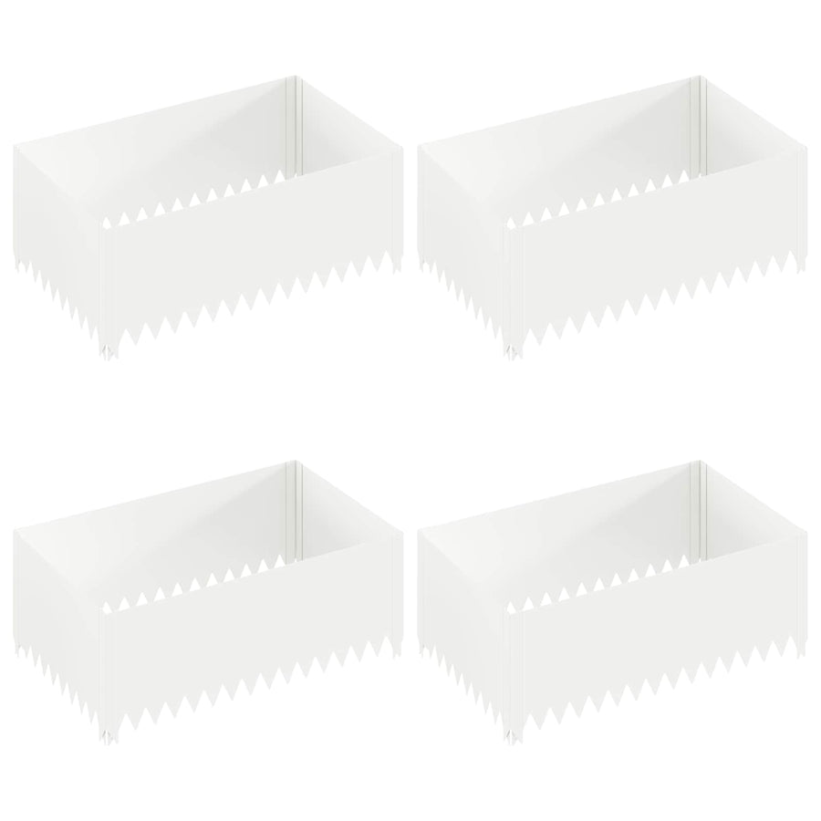 Gazonrand 4 st 100 x 60 x 35 cm Staal Wit