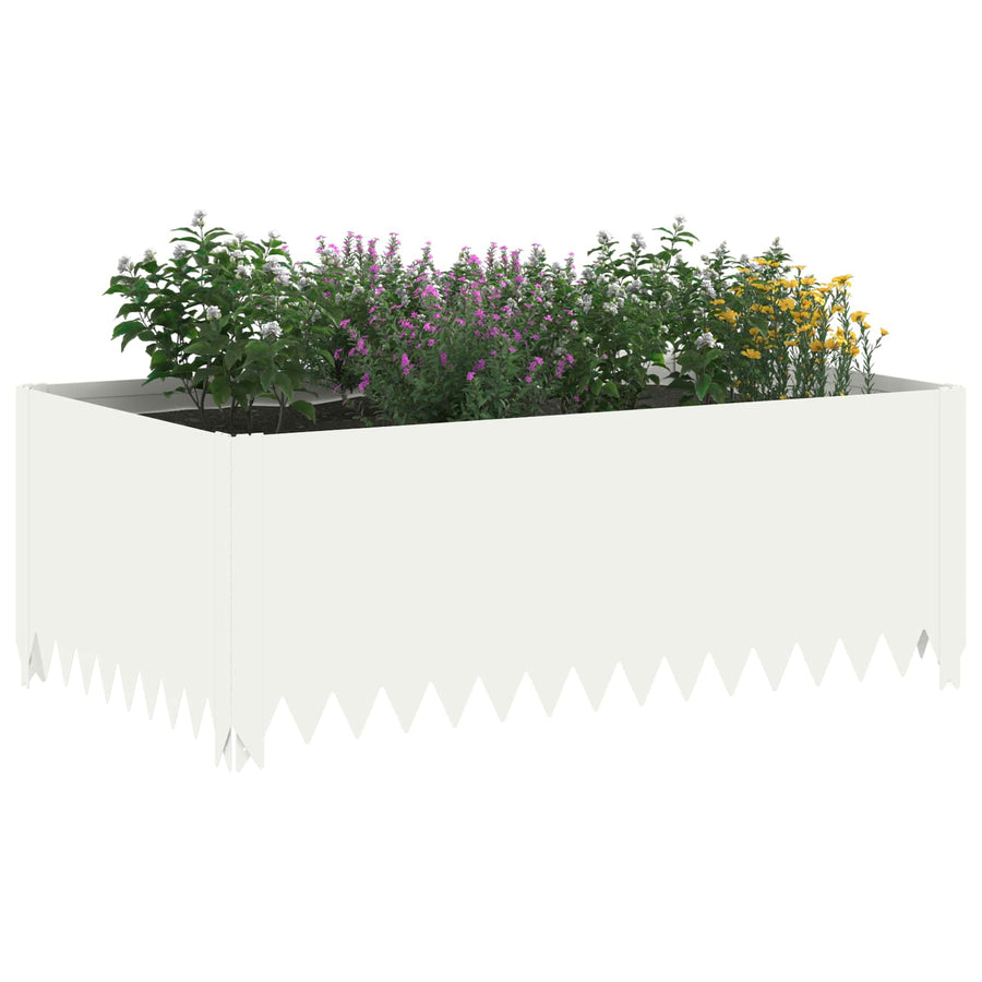Gazonrand 4 st 100 x 60 x 35 cm Staal Wit