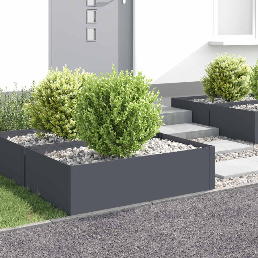 Gazonrand 4 st 100 x 60 x 35 cm Staal Antracietkleurig