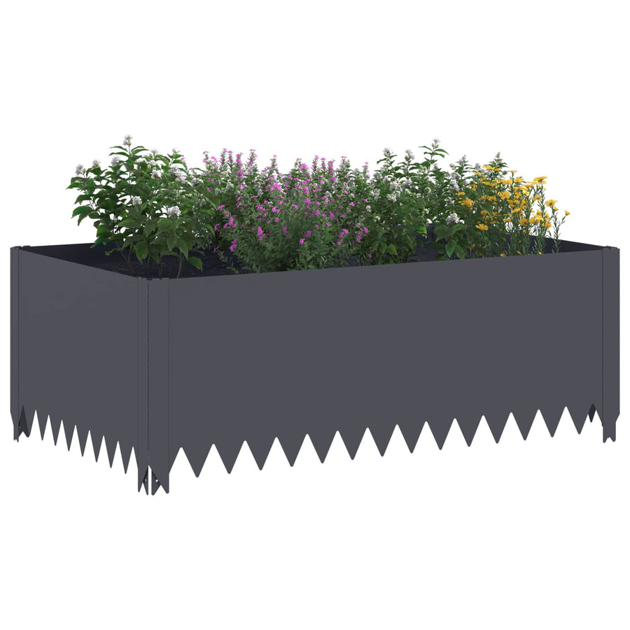 Gazonrand 4 st 100 x 60 x 35 cm Staal Antracietkleurig