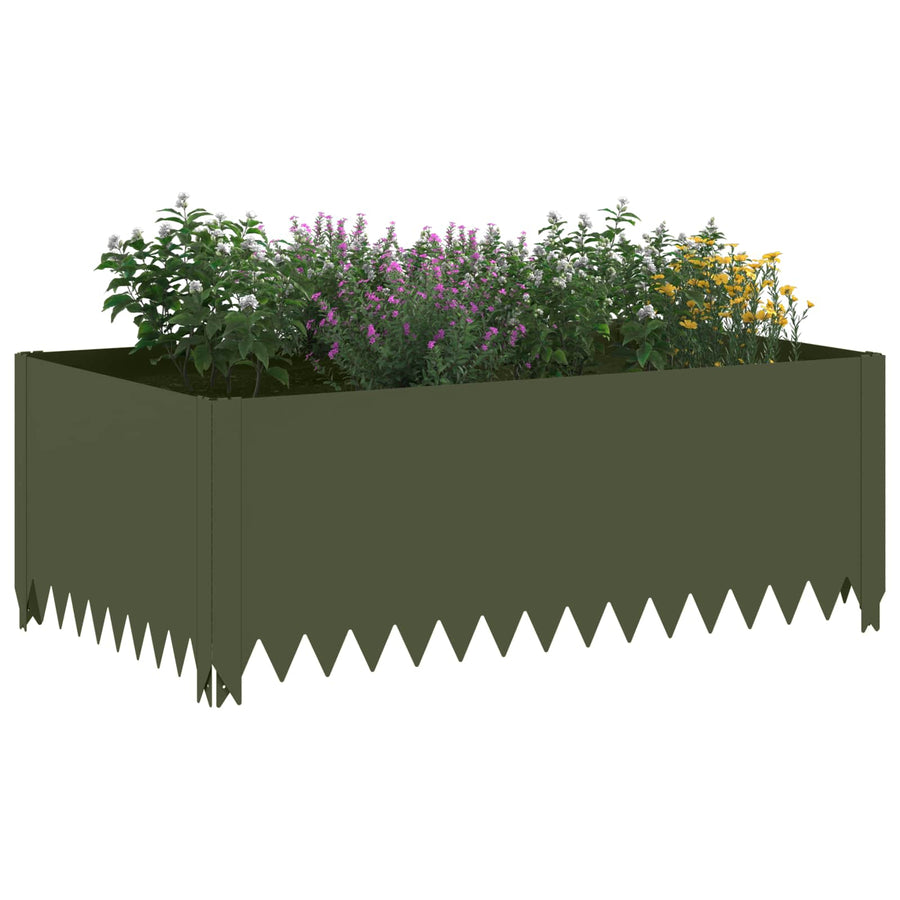 Gazonrand 100 x 60 x 35 cm Staal Olijfgroen