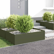 Gazonrand 4 st 100 x 60 x 35 cm Staal Olijfgroen