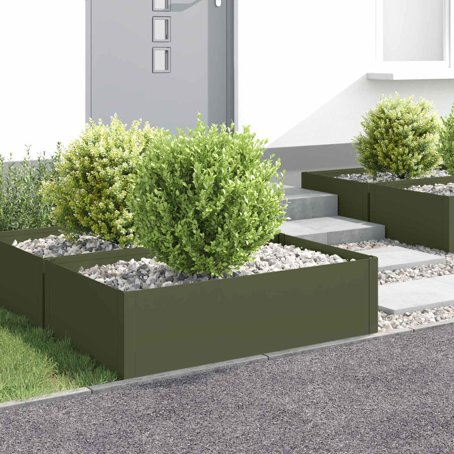 Gazonrand 4 st 100 x 60 x 35 cm Staal Olijfgroen