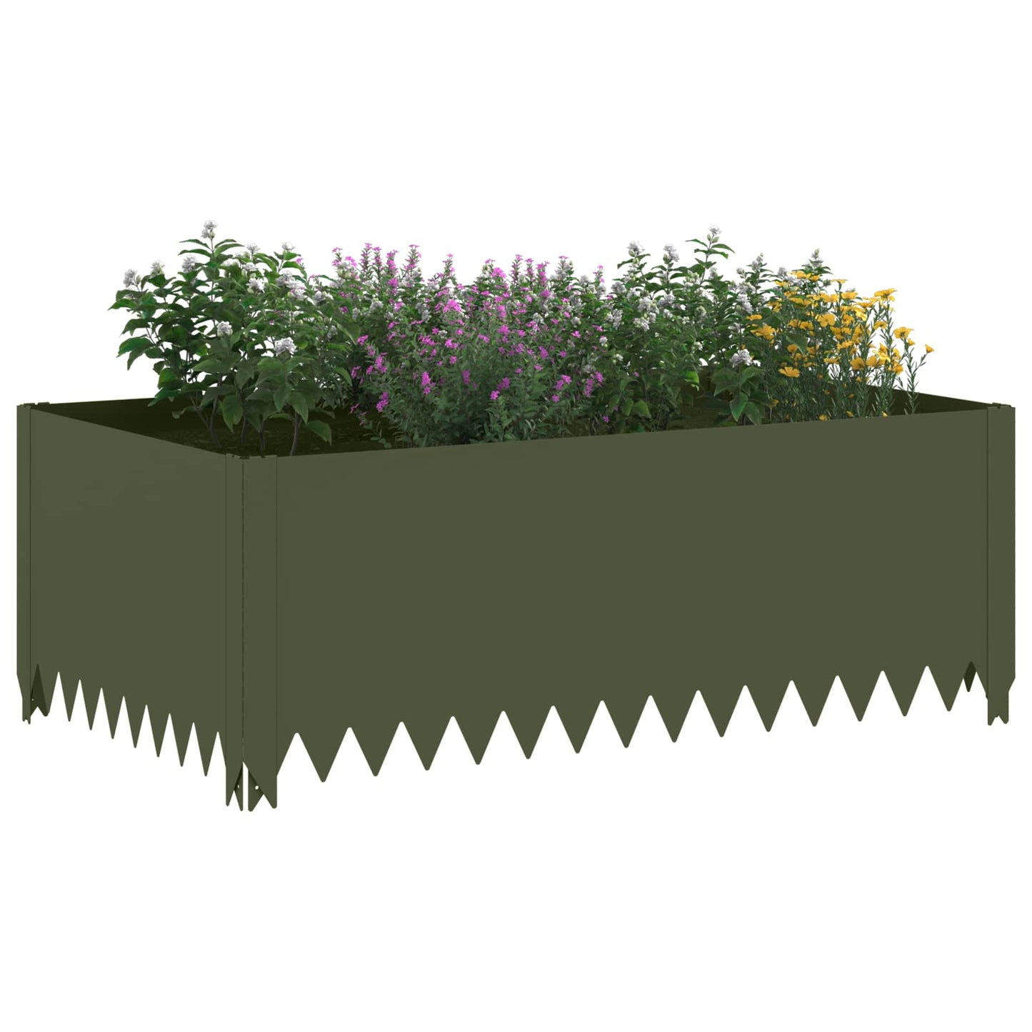 Gazonrand 4 st 100 x 60 x 35 cm Staal Olijfgroen