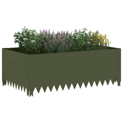 Gazonrand 4 st 100 x 60 x 35 cm Staal Olijfgroen