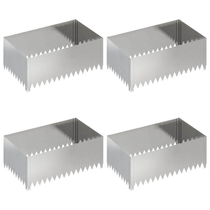 Gazonrand 4 st 100 x 60 x 35 cm Staal Zilverkleurig
