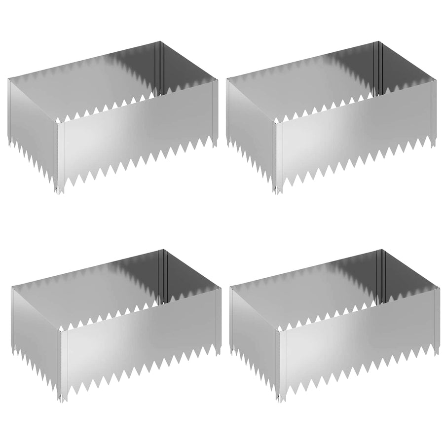 Gazonrand 4 pcs 100 x 60 x 35 cm Staal Zilverkleurig