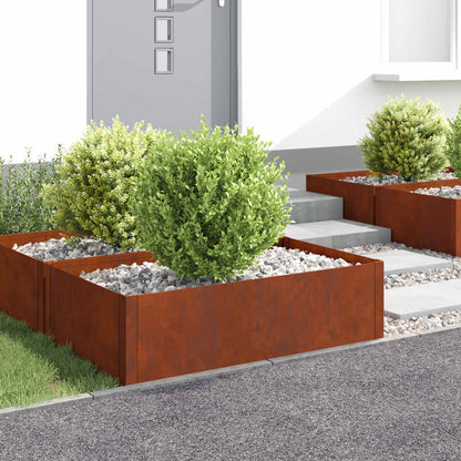 Gazonrand 4 pcs 100 x 60 x 35 cm Staal Roestig