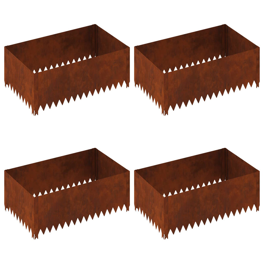 Gazonrand 4 pcs 100 x 60 x 35 cm Staal Roestig