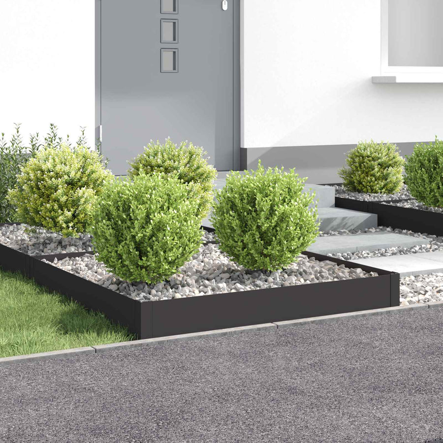 Gazonrand 4 pcs 100 x 100 x 20 cm Staal Zwart