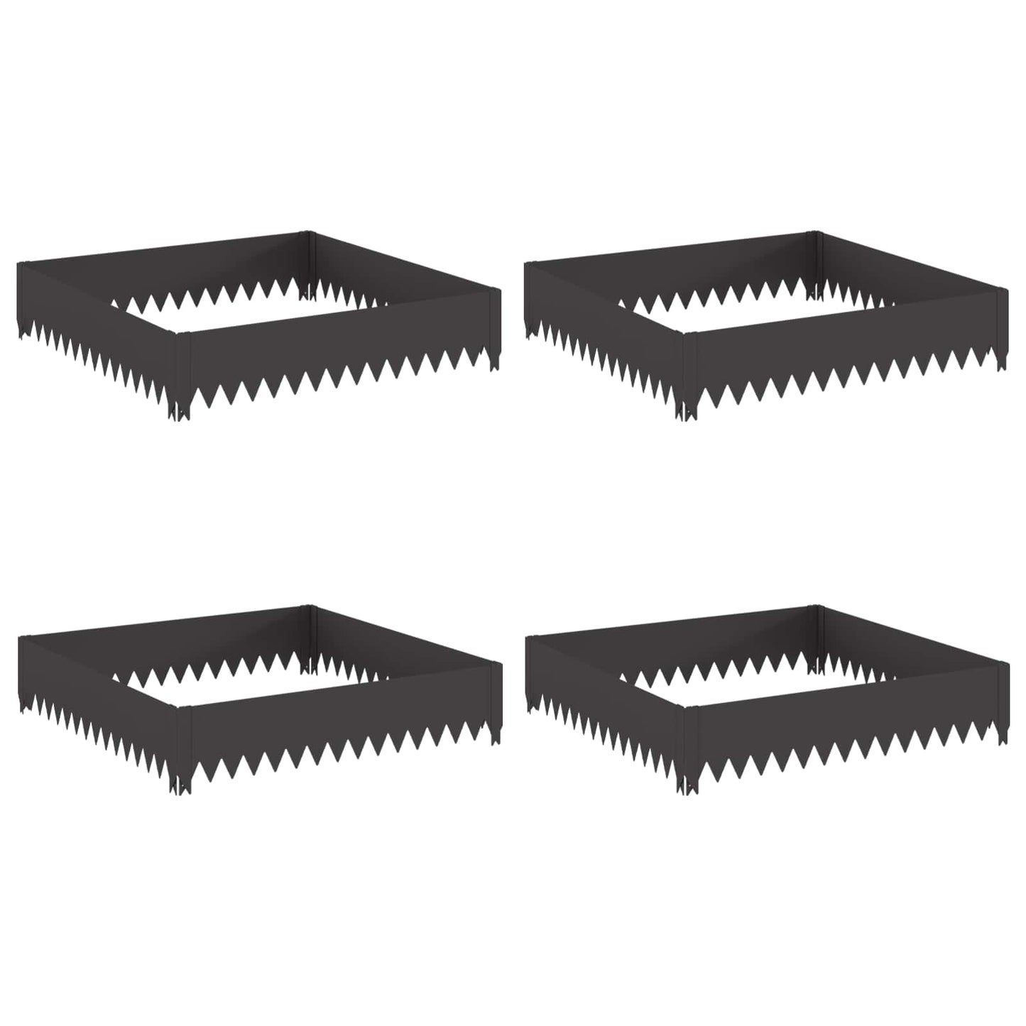 Gazonrand 4 pcs 100 x 100 x 20 cm Staal Zwart