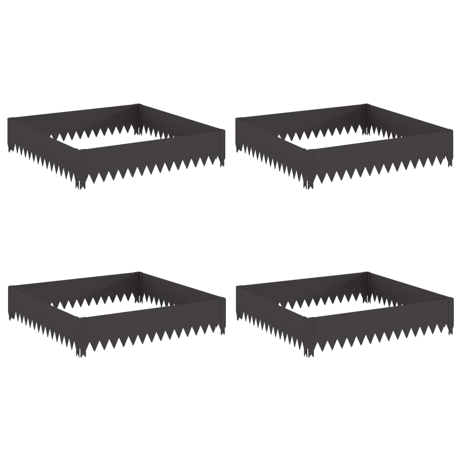 Gazonrand 4 pcs 100 x 100 x 20 cm Staal Zwart
