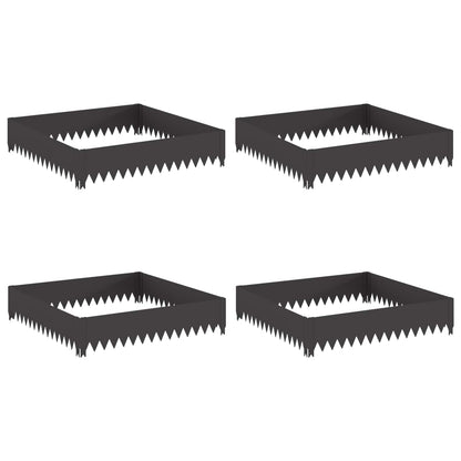 Gazonrand 4 pcs 100 x 100 x 20 cm Staal Zwart