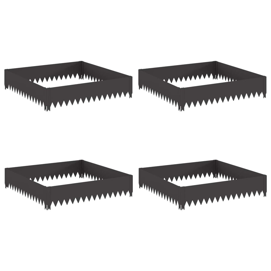 Gazonrand 4 pcs 100 x 100 x 20 cm Staal Zwart