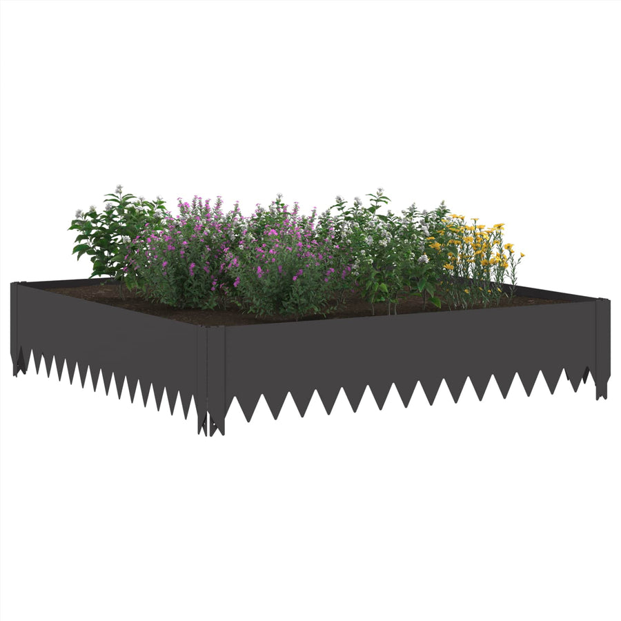 Gazonrand 4 pcs 100 x 100 x 20 cm Staal Zwart