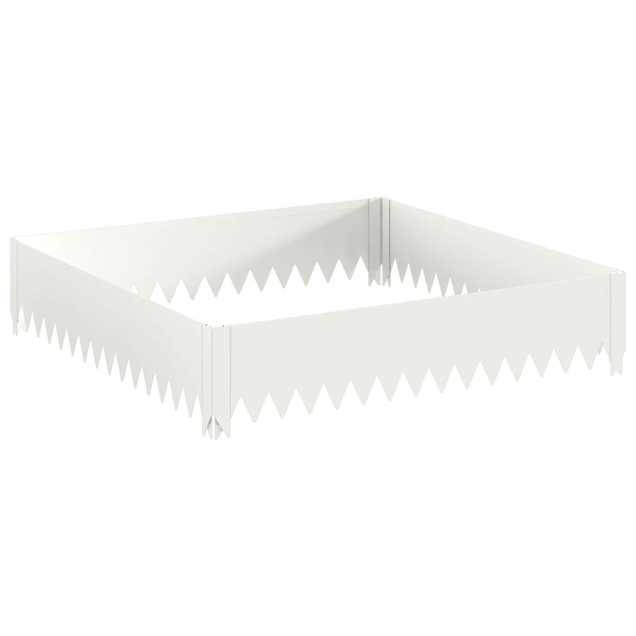 Gazonrand 4 st 100 x 100 x 20 cm Staal Wit