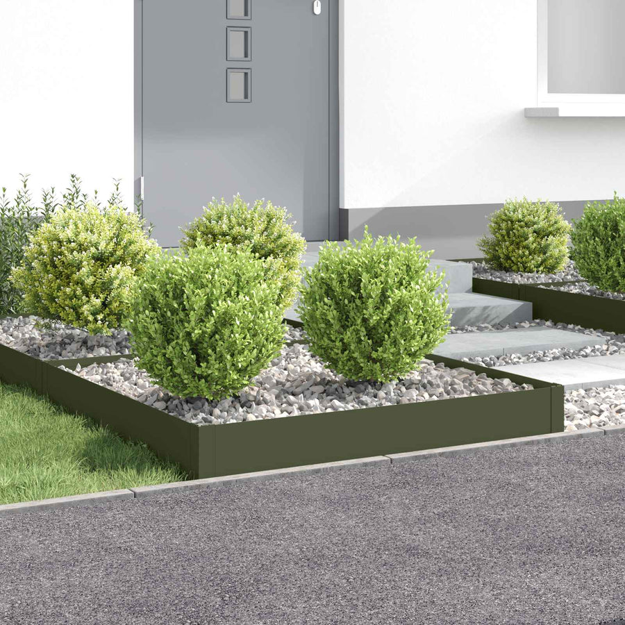 Gazonrand 4 st 100 x 100 x 20 cm Staal Olijfgroen