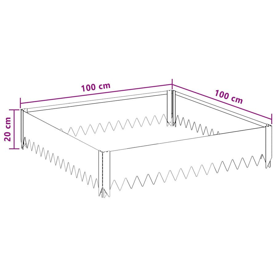 Gazonrand 4 st 100 x 100 x 20 cm Staal Olijfgroen