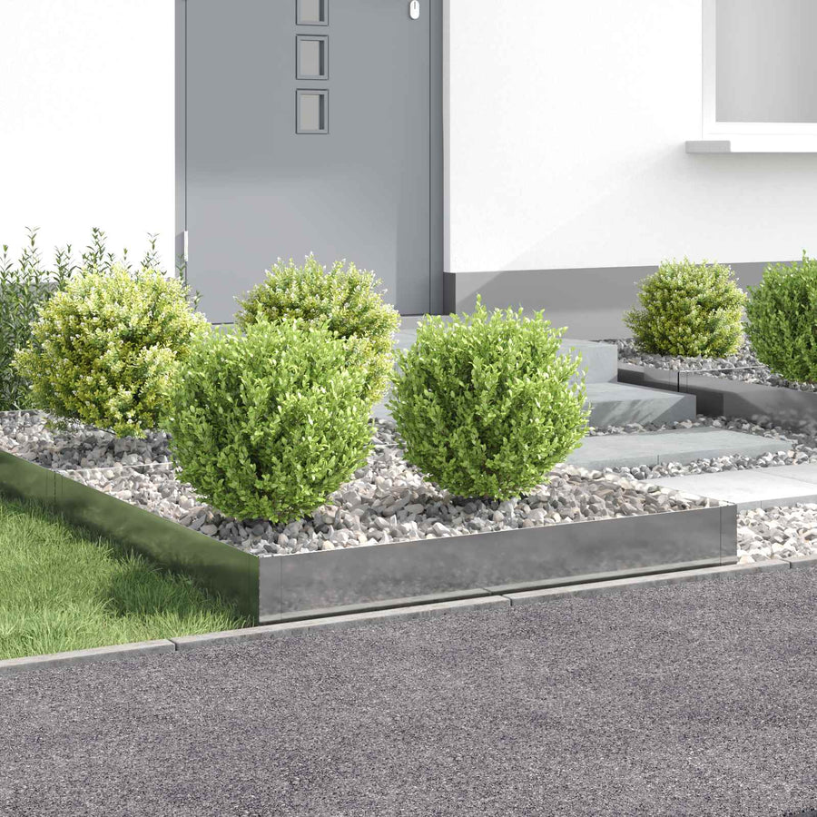 Gazonrand 4 pcs 100 x 100 x 20 cm Staal Zilverkleurig