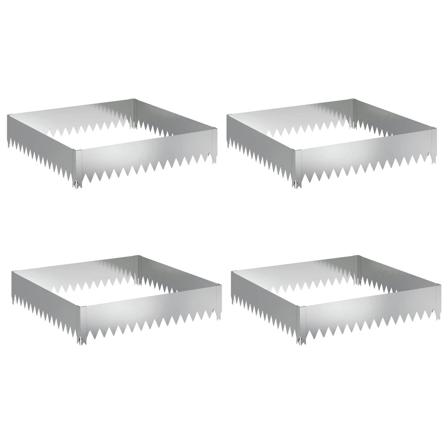Gazonrand 4 pcs 100 x 100 x 20 cm Staal Zilverkleurig