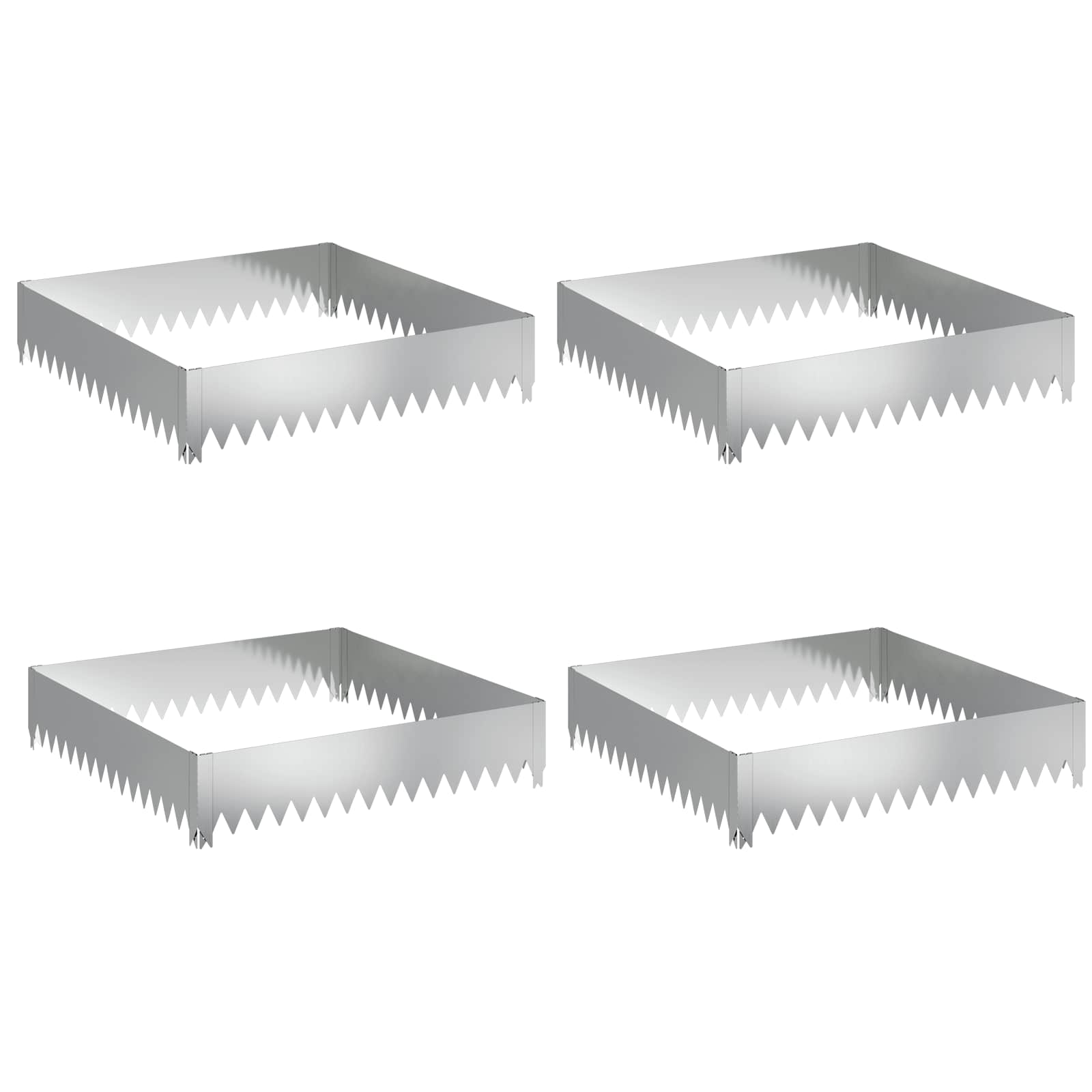 Gazonrand 4 pcs 100 x 100 x 20 cm Staal Zilverkleurig