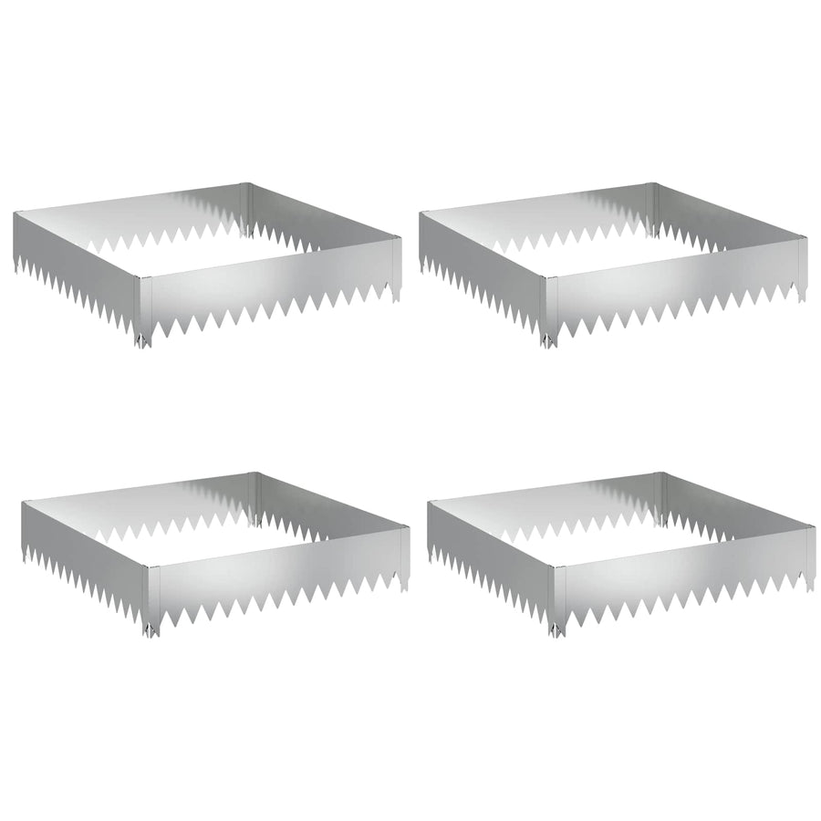 Gazonrand 4 pcs 100 x 100 x 20 cm Staal Zilverkleurig
