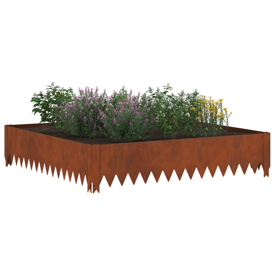 Gazonrand 100 x 100 x 20 cm Staal Roestig