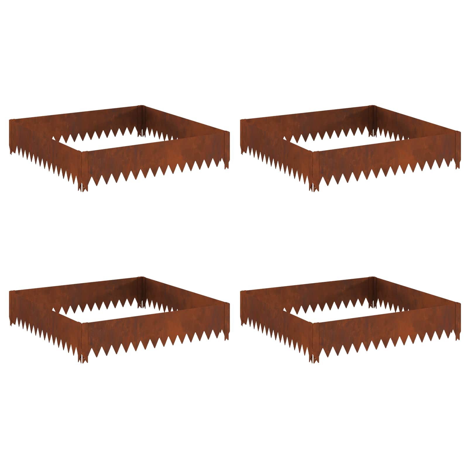 Gazonrand 4 pcs 100 x 100 x 20 cm Staal Roestig