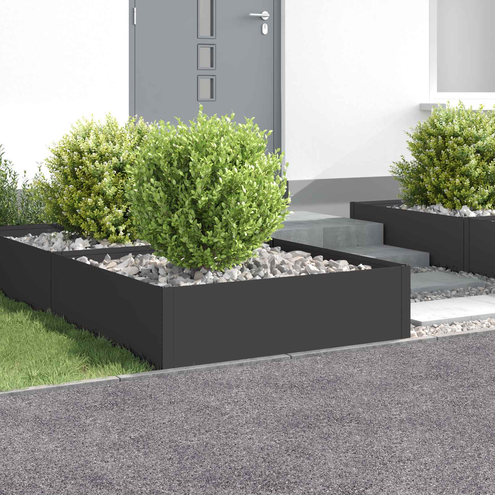 Gazonrand 4 st 100 x 100 x 35 cm Staal Zwart