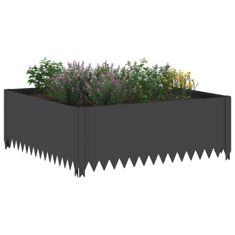Gazonrand 4 st 100 x 100 x 35 cm Staal Zwart