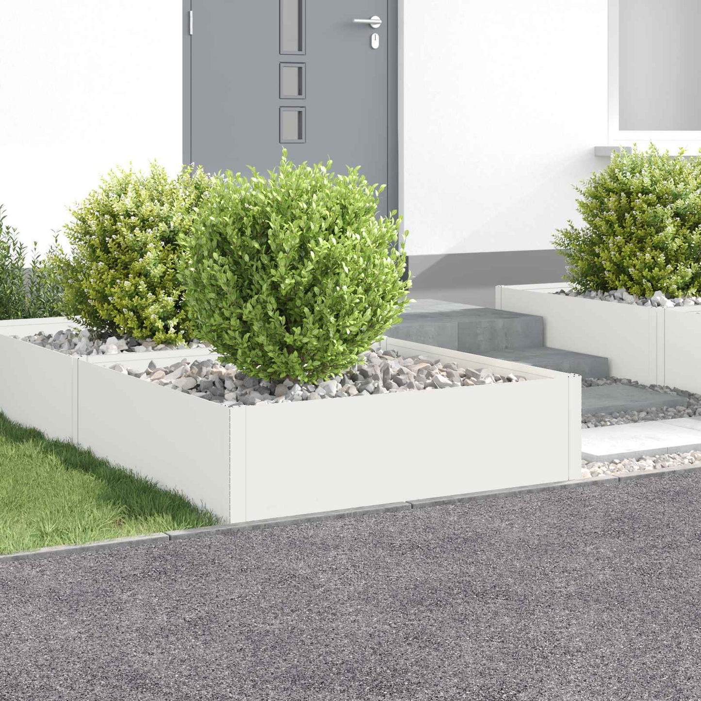 Gazonrand 4 st 100 x 100 x 35 cm Staal Wit