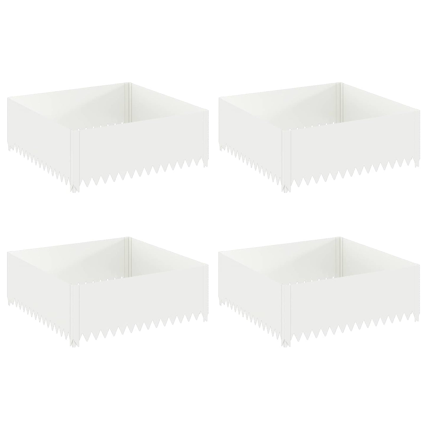 Gazonrand 4 st 100 x 100 x 35 cm Staal Wit