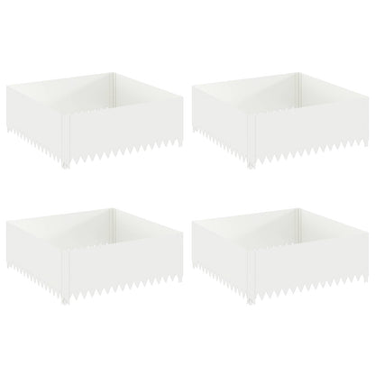 Gazonrand 4 st 100 x 100 x 35 cm Staal Wit