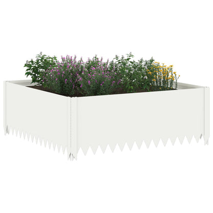 Gazonrand 4 st 100 x 100 x 35 cm Staal Wit