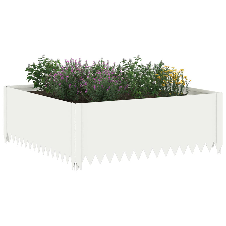 Gazonrand 4 st 100 x 100 x 35 cm Staal Wit