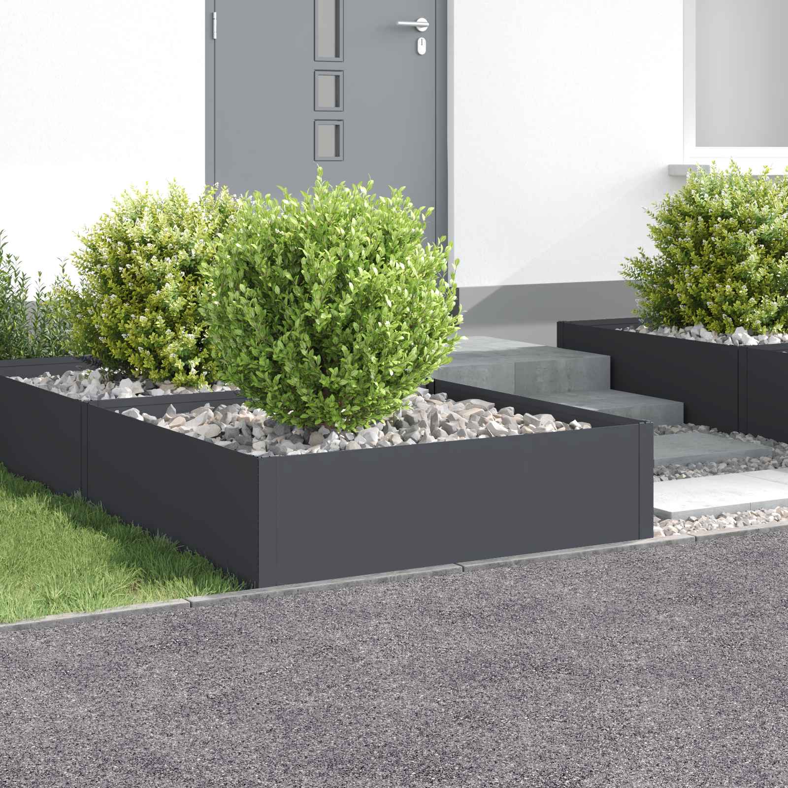 Gazonrand 4 st 100 x 100 x 35 cm Staal Antracietkleurig