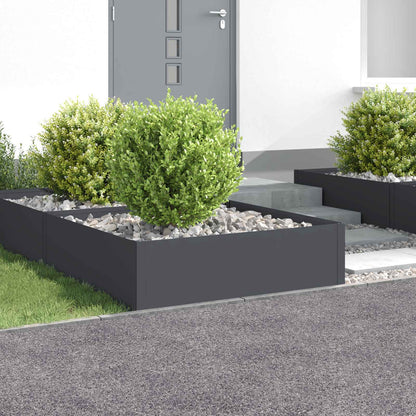 Gazonrand 4 st 100 x 100 x 35 cm Staal Antracietkleurig