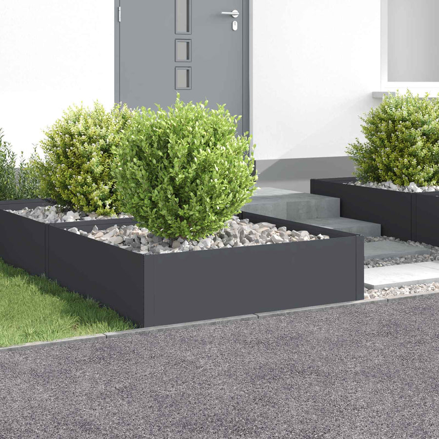 Gazonrand 4 st 100 x 100 x 35 cm Staal Antracietkleurig