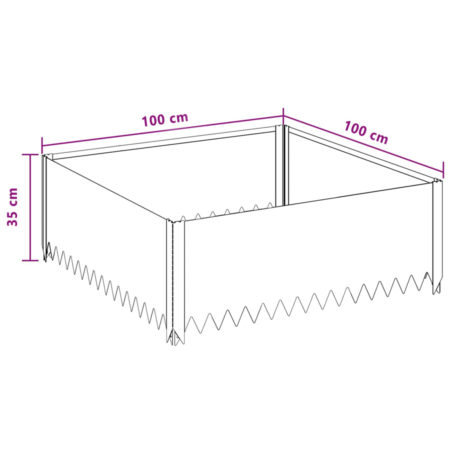 Gazonrand 100 x 100 x 35 cm Staal Olijfgroen