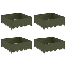 Gazonrand 4 st 100 x 100 x 35 cm Staal Olijfgroen