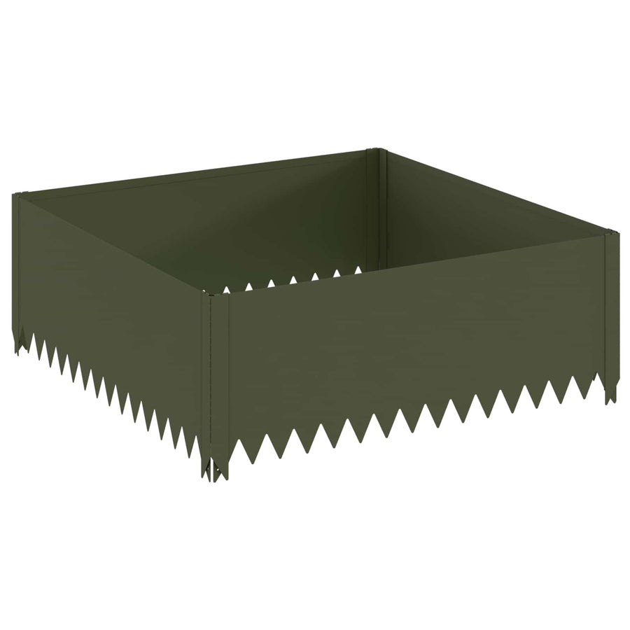 Gazonrand 4 st 100 x 100 x 35 cm Staal Olijfgroen