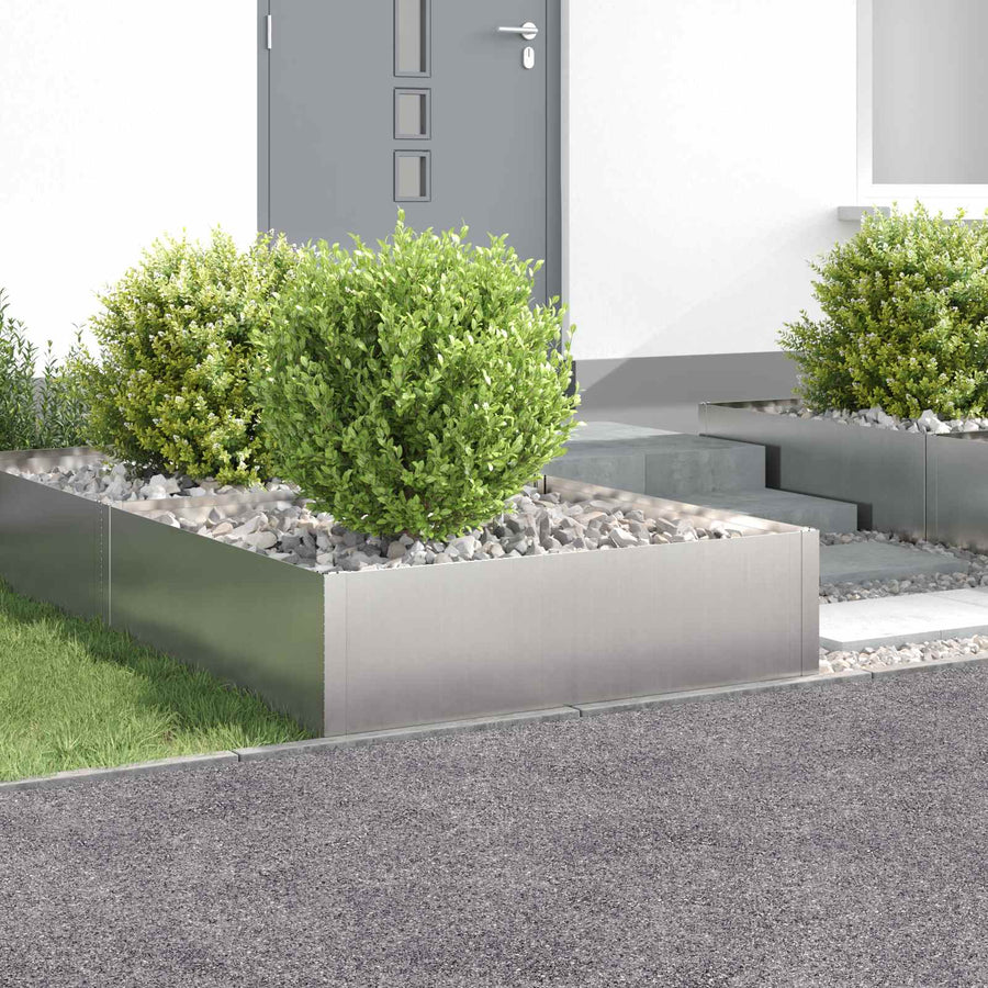 Gazonrand 4 st 100 x 100 x 35 cm Staal Zilverkleurig