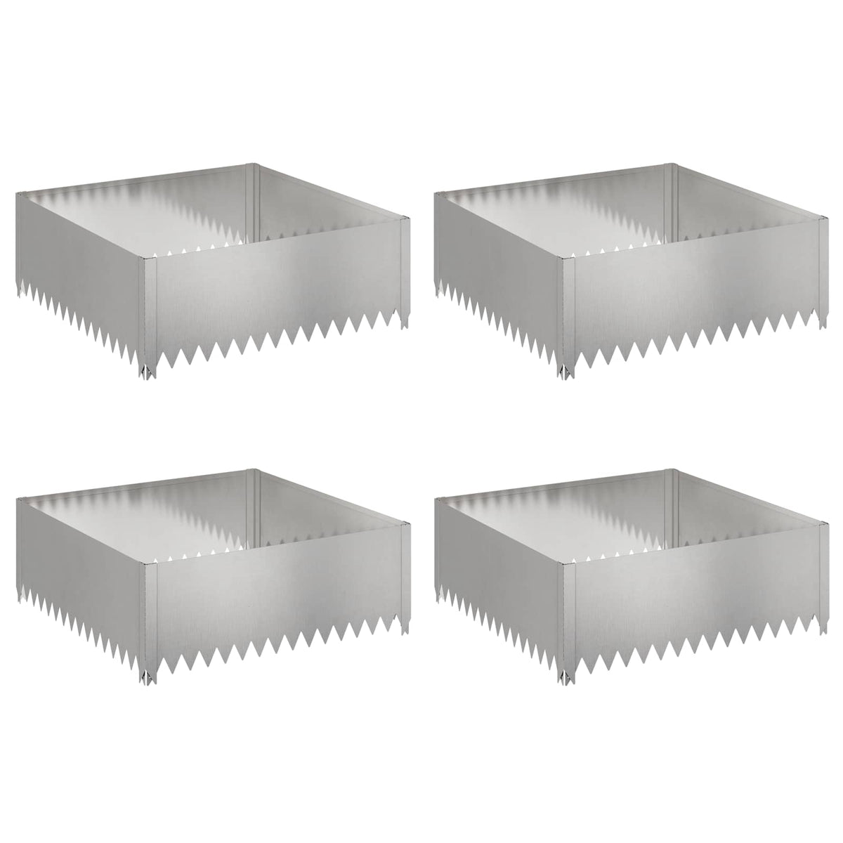 Gazonrand 4 st 100 x 100 x 35 cm Staal Zilverkleurig