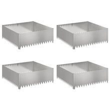 Gazonrand 4 st 100 x 100 x 35 cm Staal Zilverkleurig